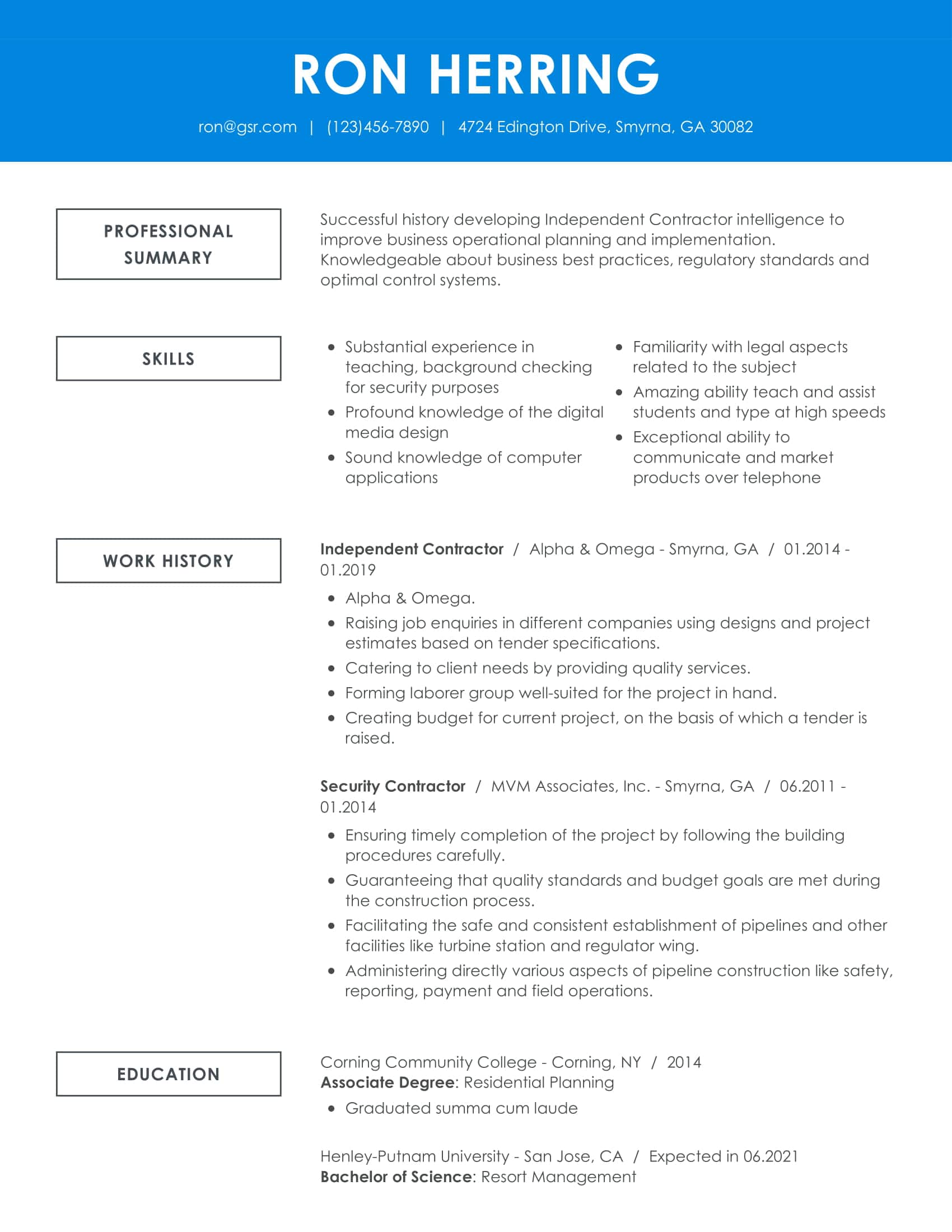 Creative Remarkable Blue Resume Template