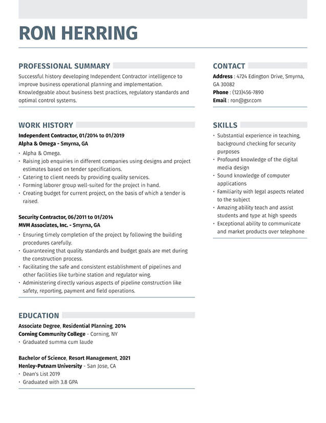 Modern Strong Gray Resume Template