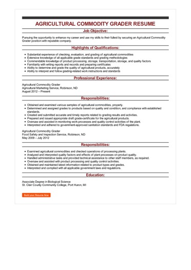 sample agricultural commodity grader resume sample production resumes
