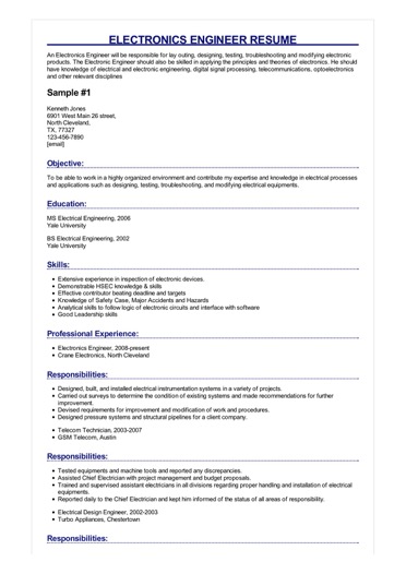 2 Electronics Engineer Resume Examples