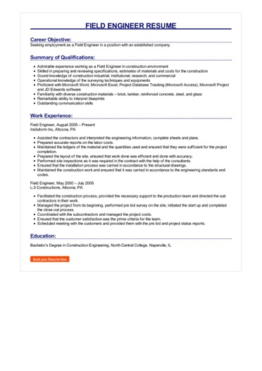 4 Field Service Engineer Resume Examples