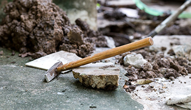 hammer destroy ground, object for construction or repair