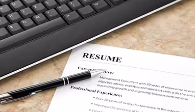 Resume on a desk