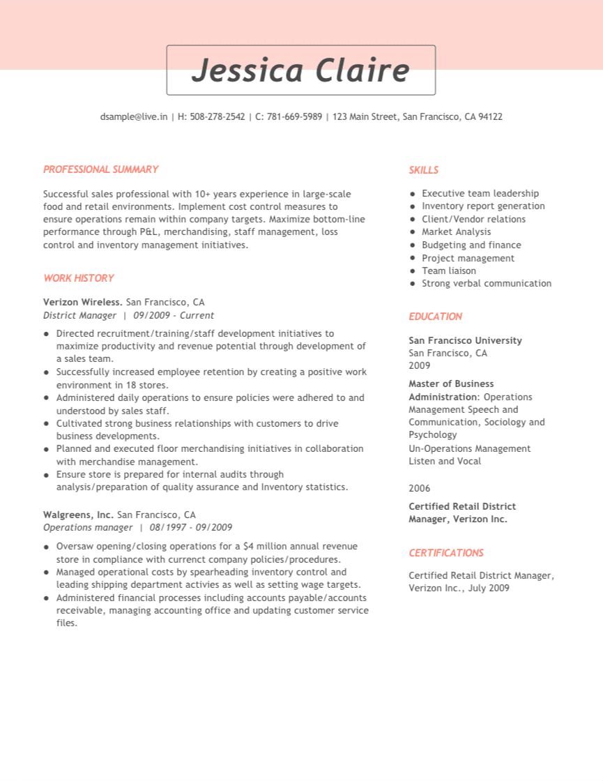Great Sample Resume: Free Resume-Writing Resources and Support