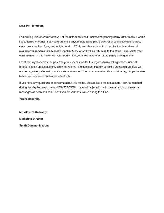 Sample Leave Of Absence Letter To Employer from www.greatsampleresume.com