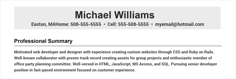 motivated web developer and designer with experience creating custom websites through css and