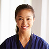 Woman wearing medical scrubs