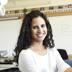 Portrait of a female teacher in a classroom