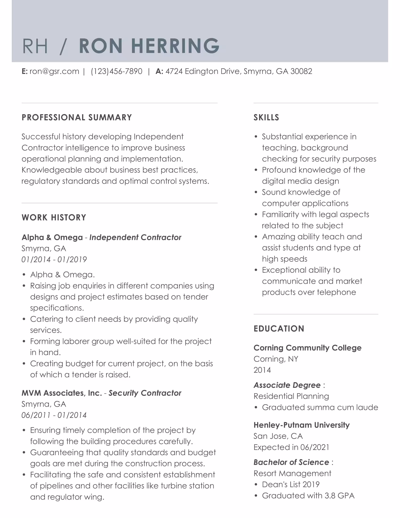 Creative Accentuate Gray Resume Template
