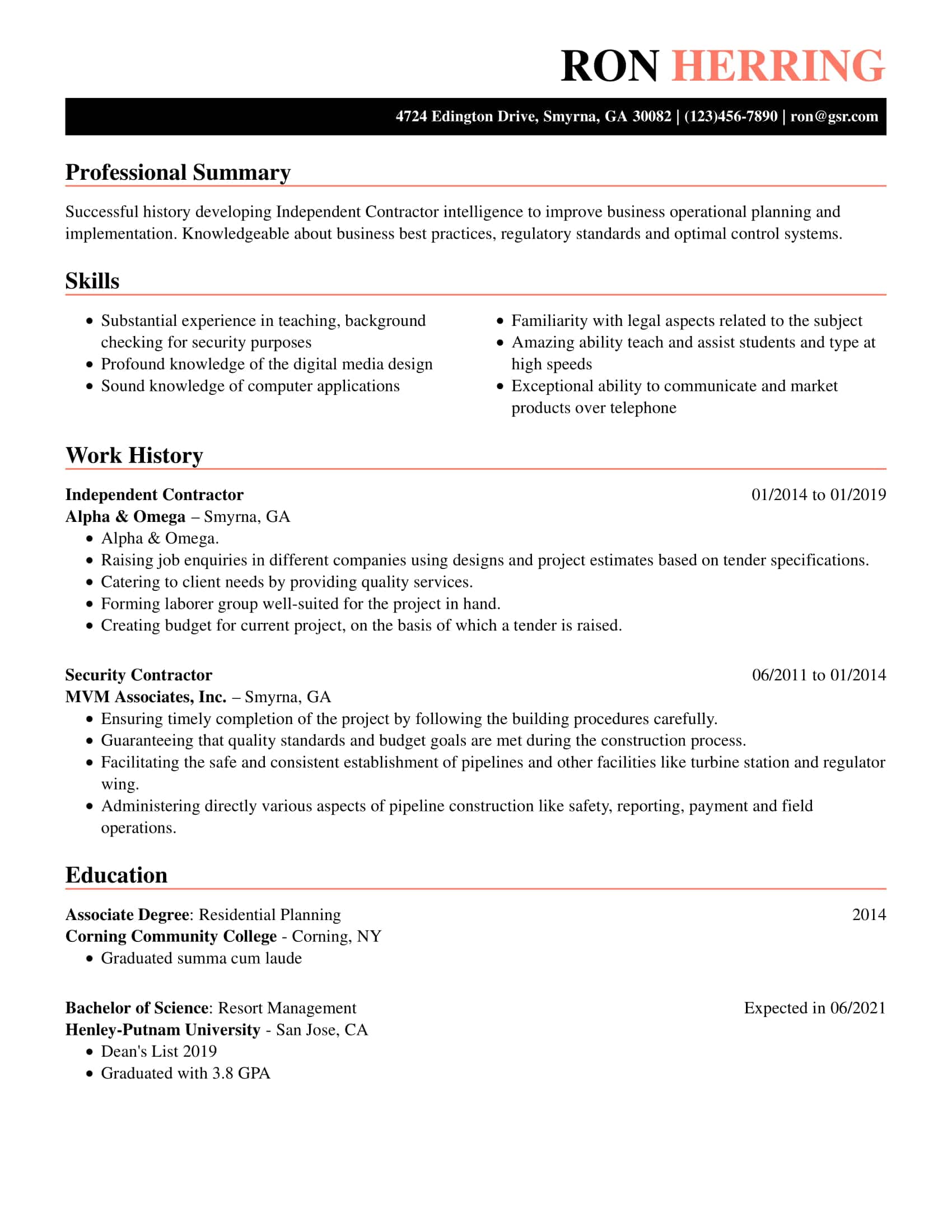 Creative Artistic Peach Resume Template