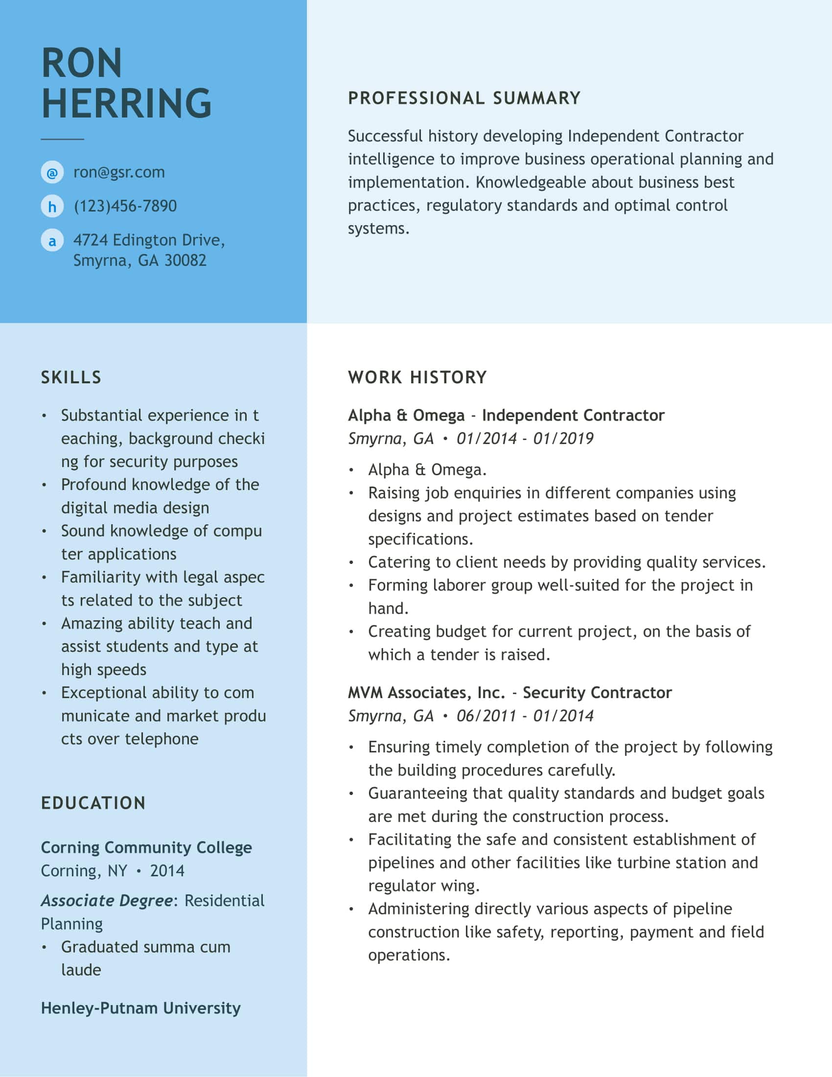 Creative Original Blue Resume Template