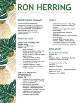 Free creative botanical resume