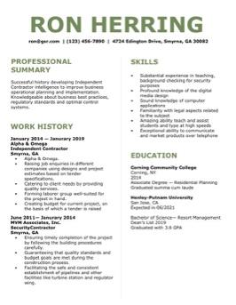 Free simple resume