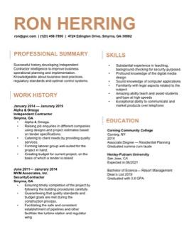 Free simple light resume