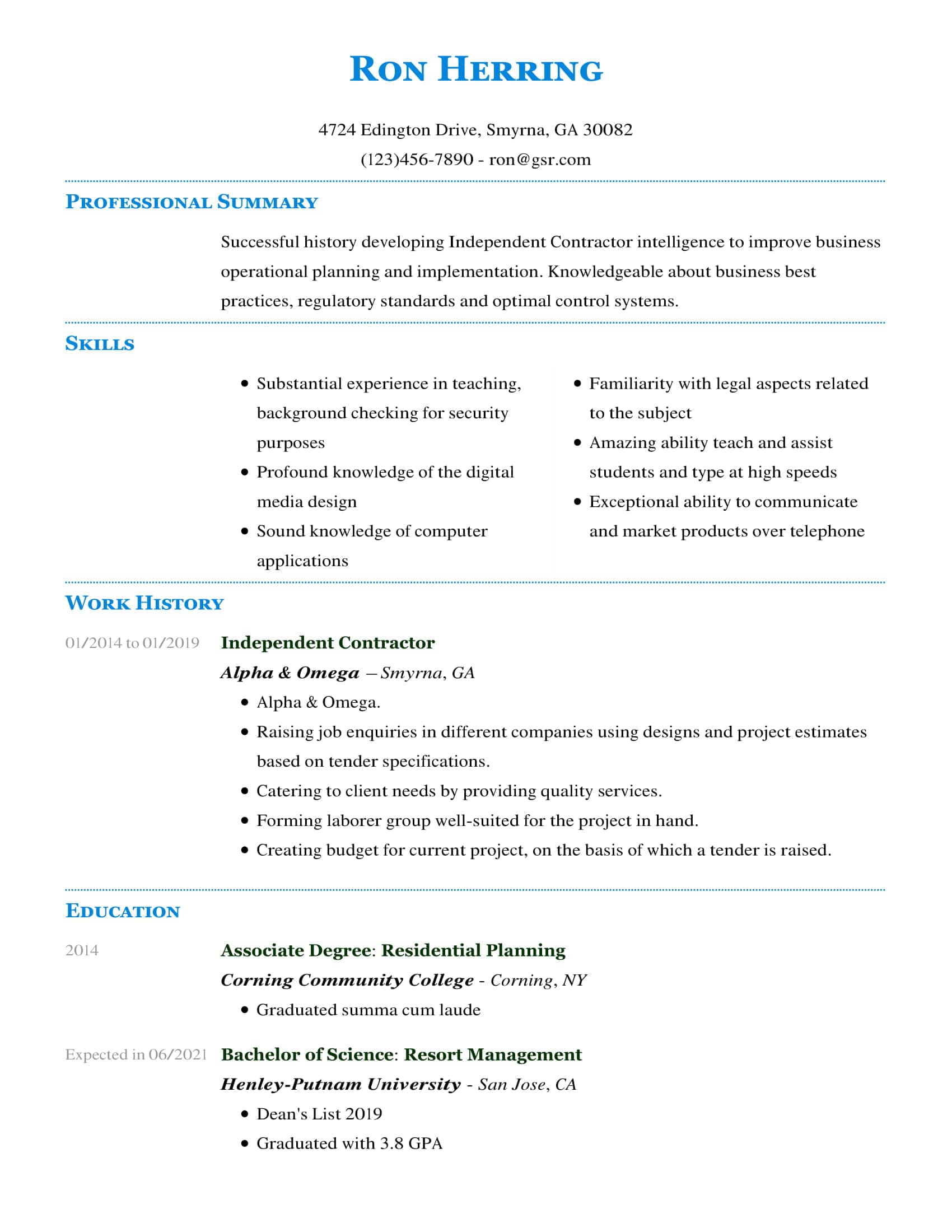 Professional Deluxe Blue Resume Template