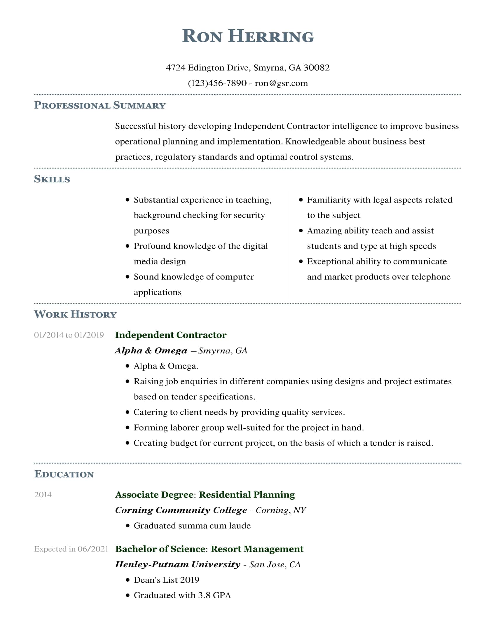 Professional Deluxe Gray Resume Template