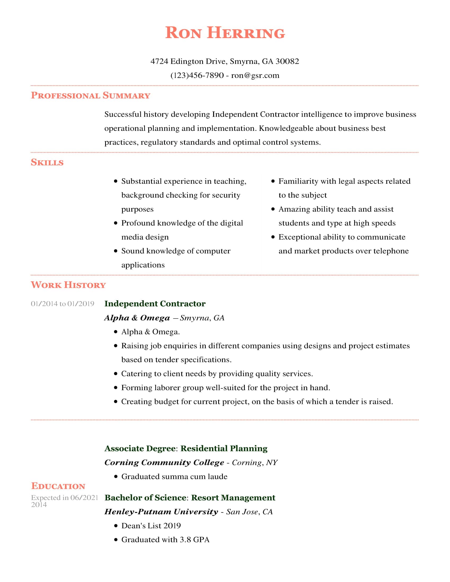 Professional Deluxe Peach Resume Template