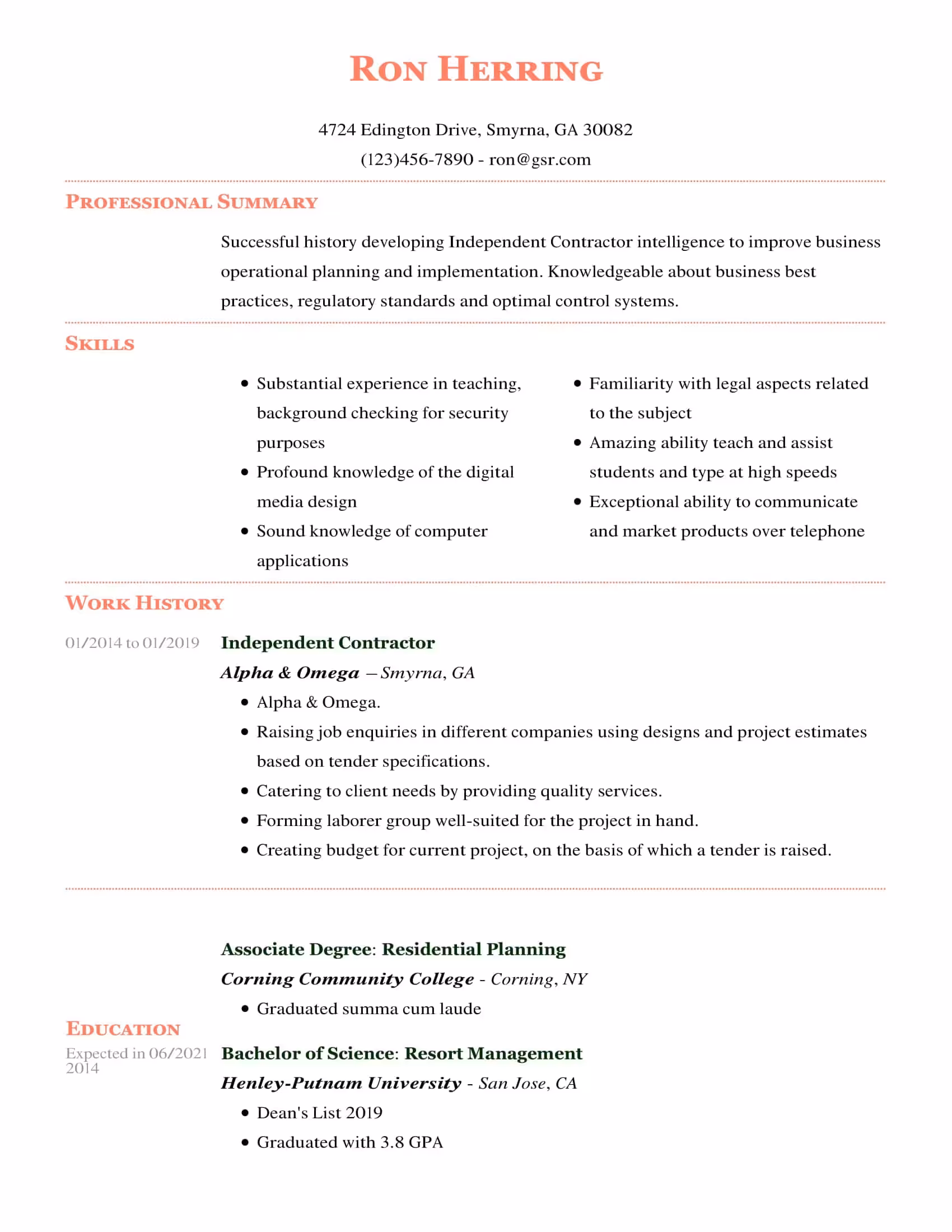 Professional Deluxe Peach Resume Template