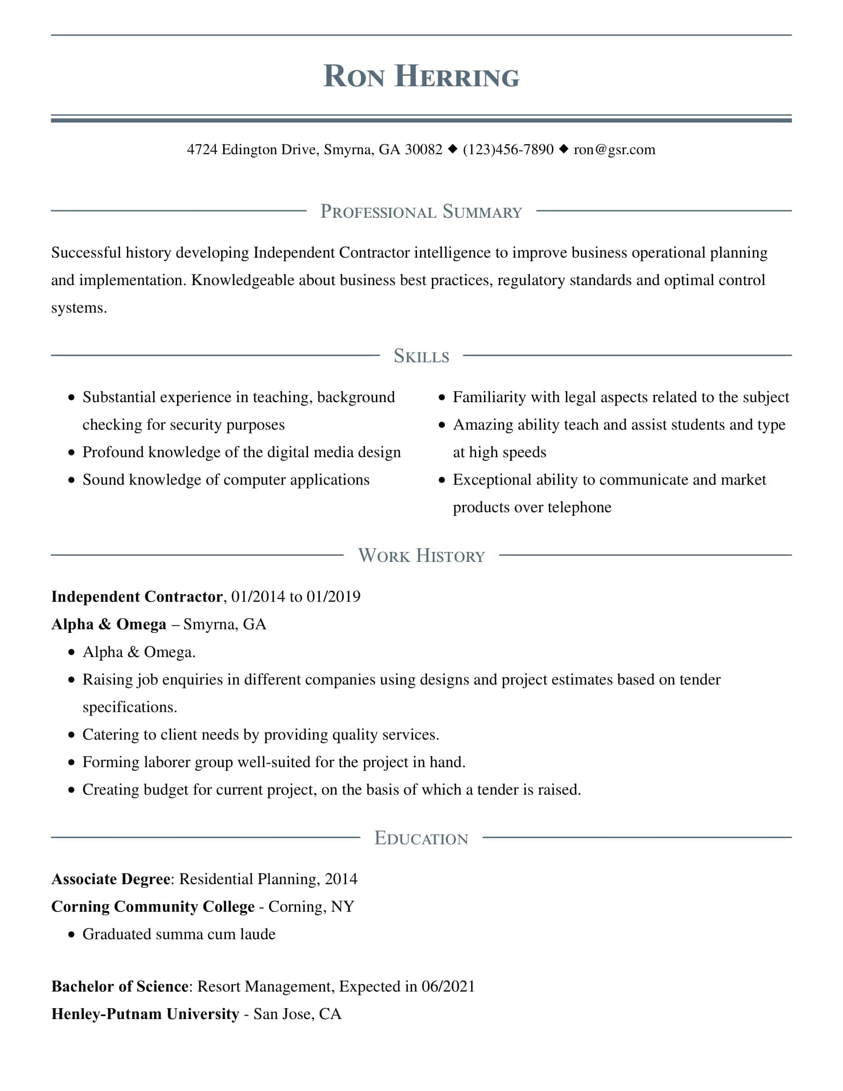Professional Refined Grey Resume Template