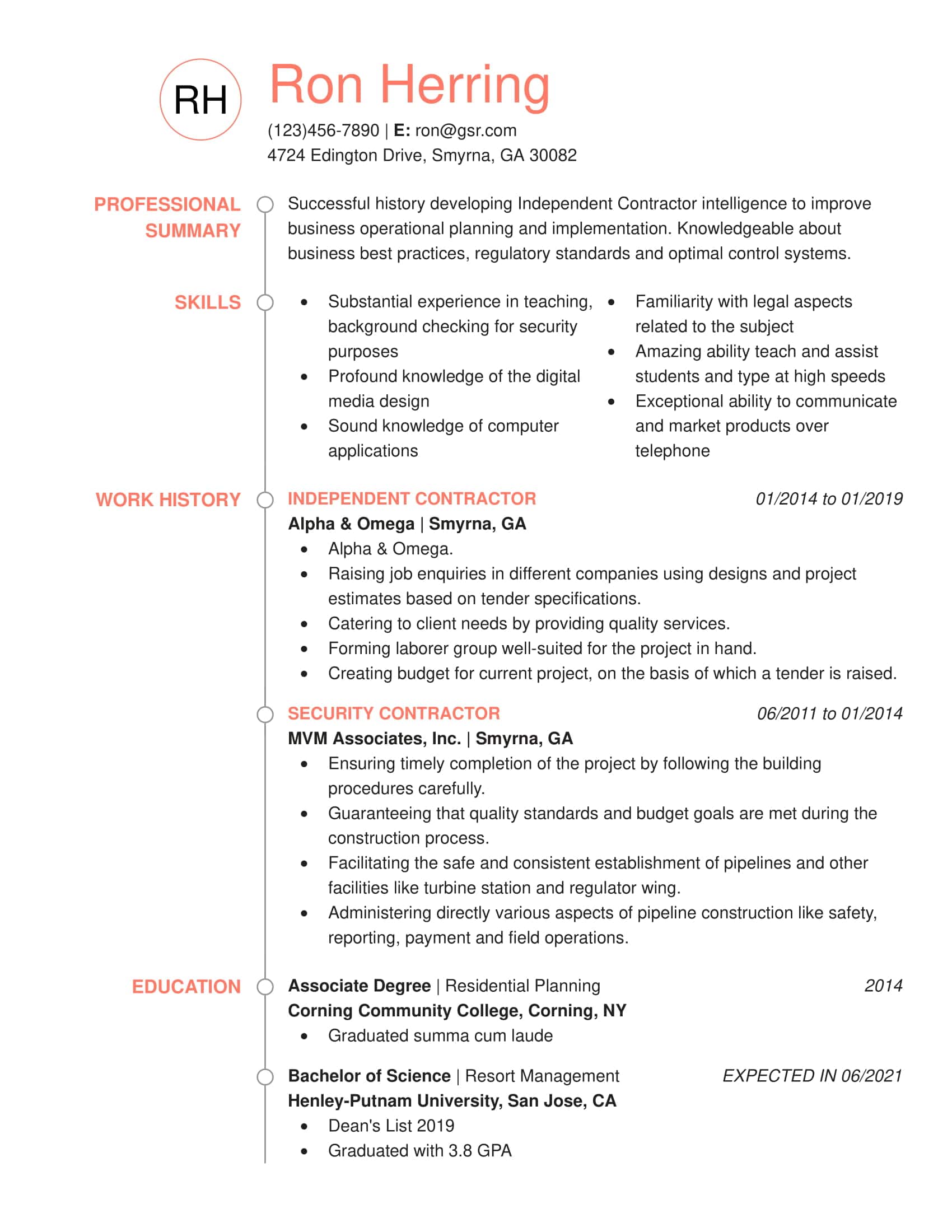 Professional Standout Peach Resume Template
