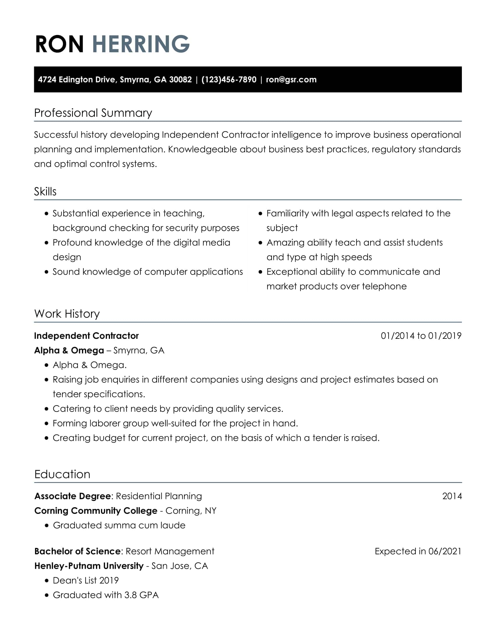 Simple Charismatic Gray Resume Template