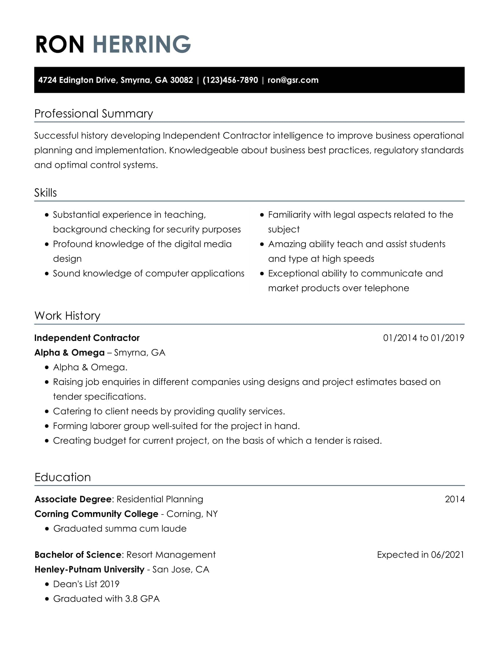 Simple Charismatic Gray Resume Template