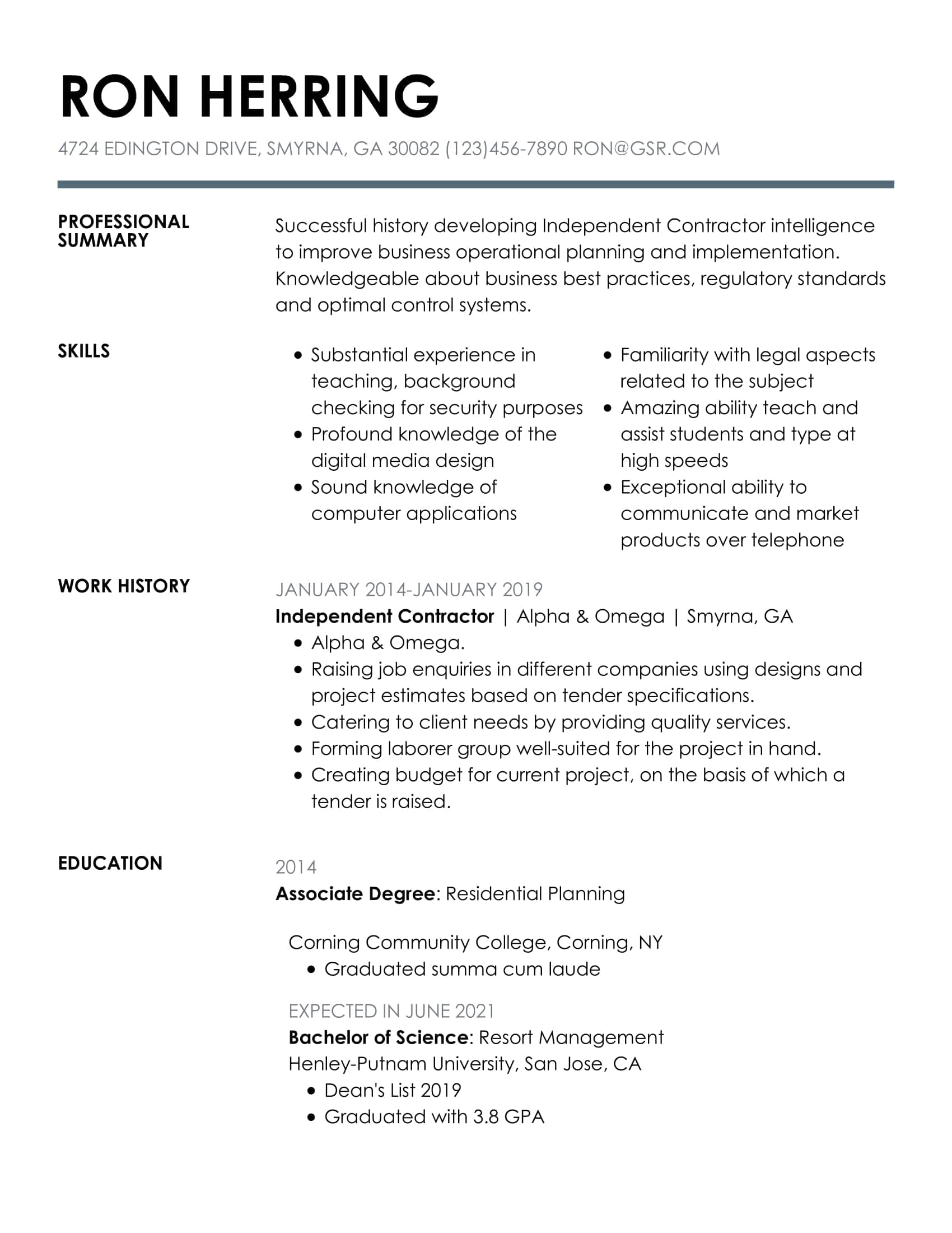 Simple Insightful Grey Resume Template