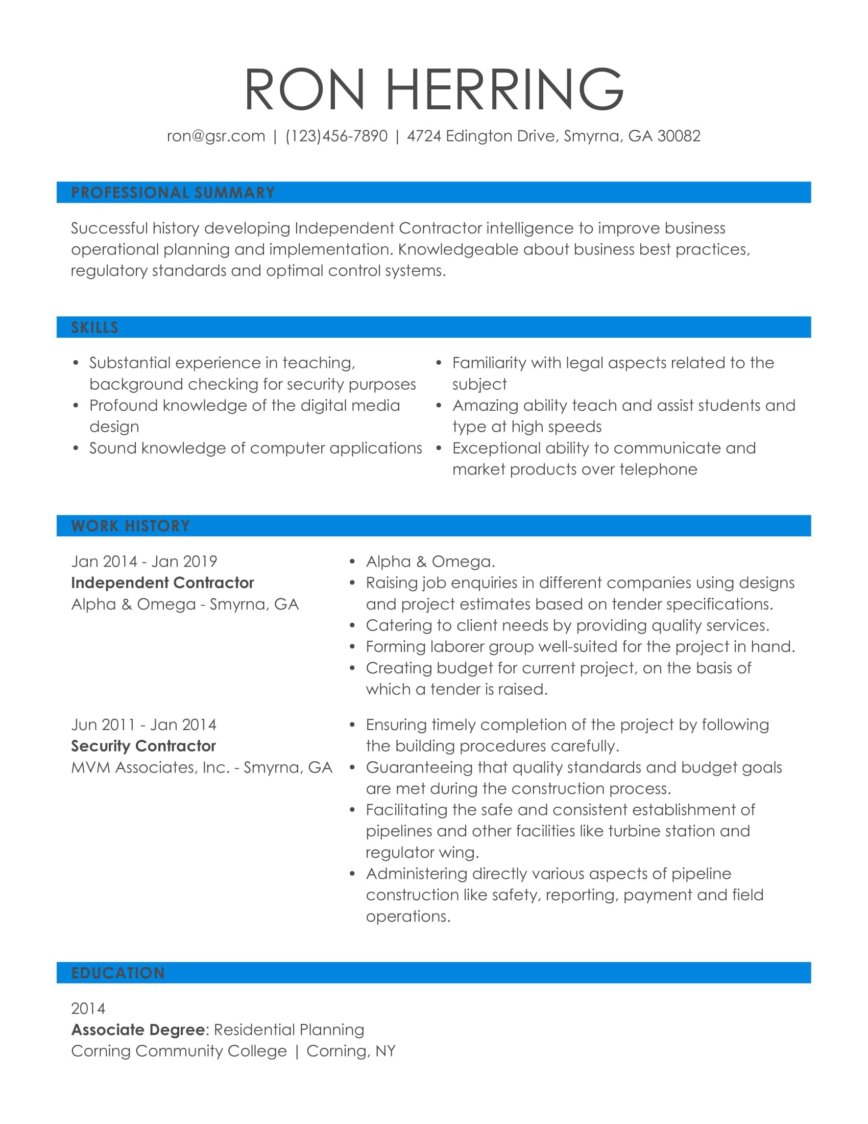Simple Knowledgeable Blue Resume Template