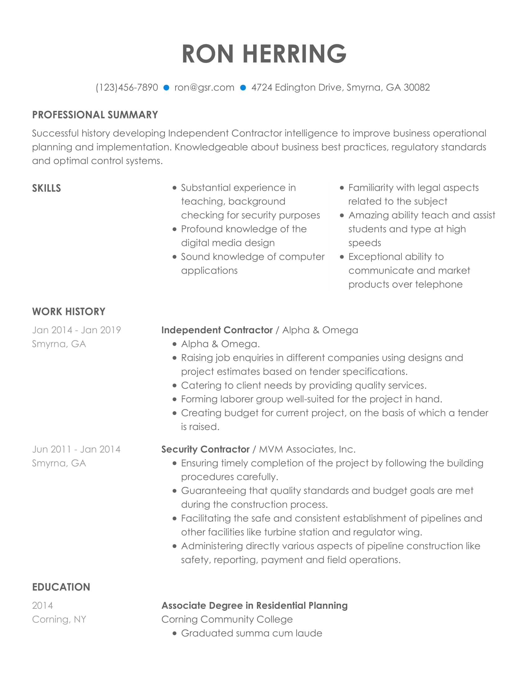 Simple Qualified Blue Resume Template