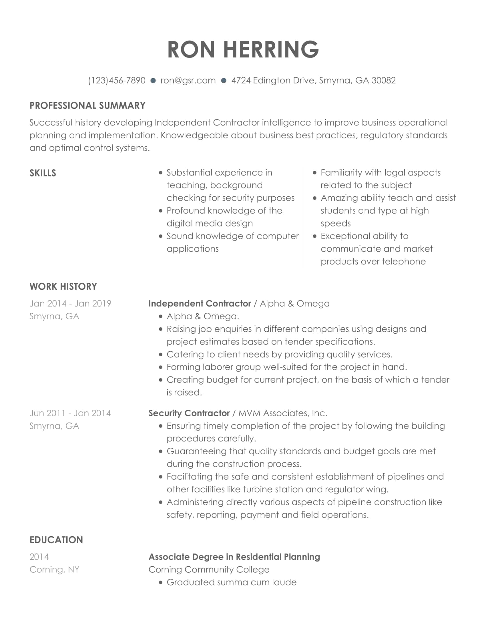 Simple Qualified Gray Resume Template