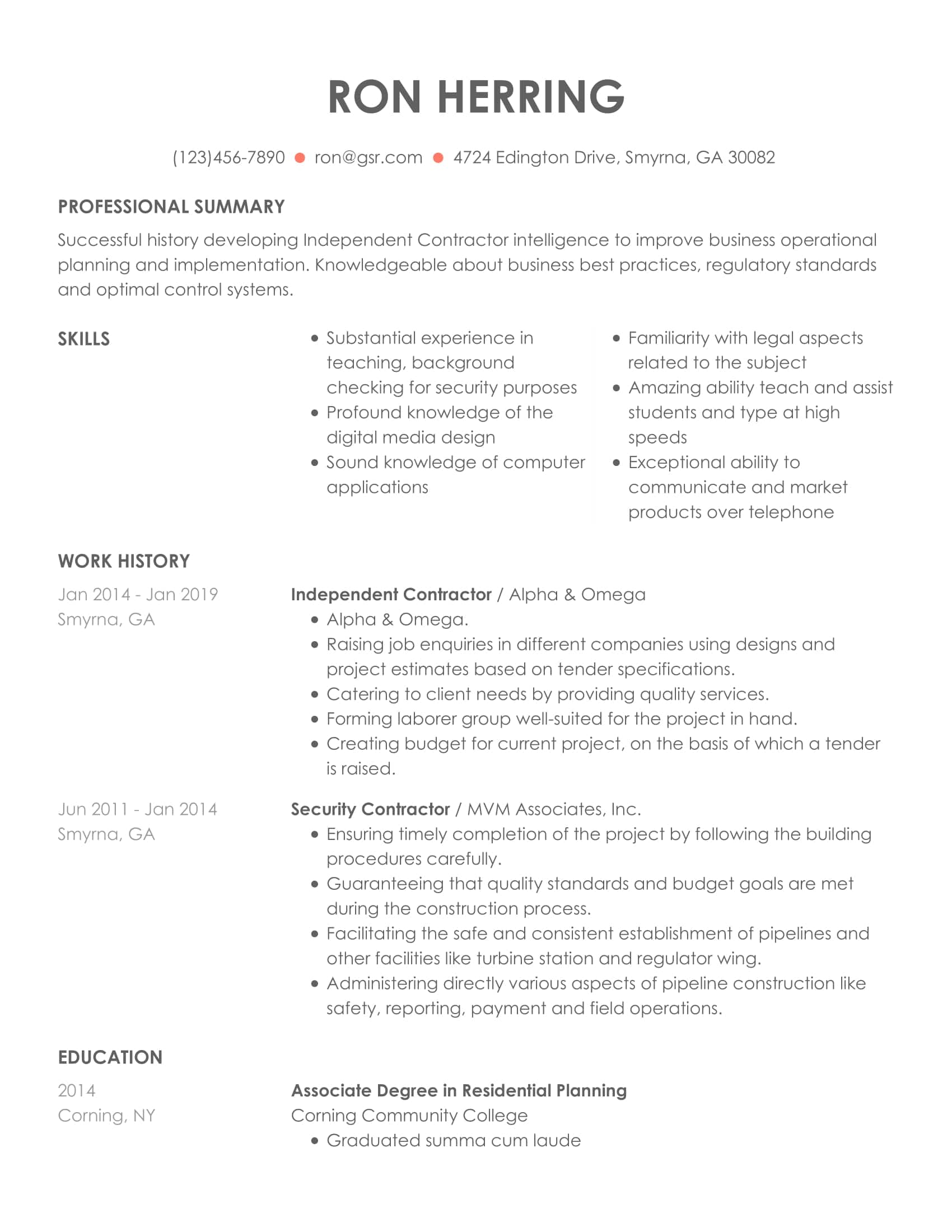 Simple Qualified Peach Resume Template