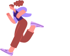 Cartoon of a woman running